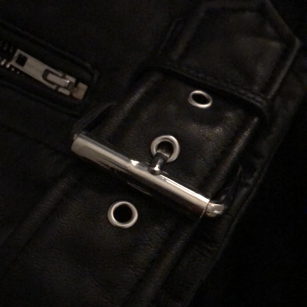 NWT Hudson leather motorcycle jacket Sz xsmall $795 buckle details host pick! - Picture 5 of 5